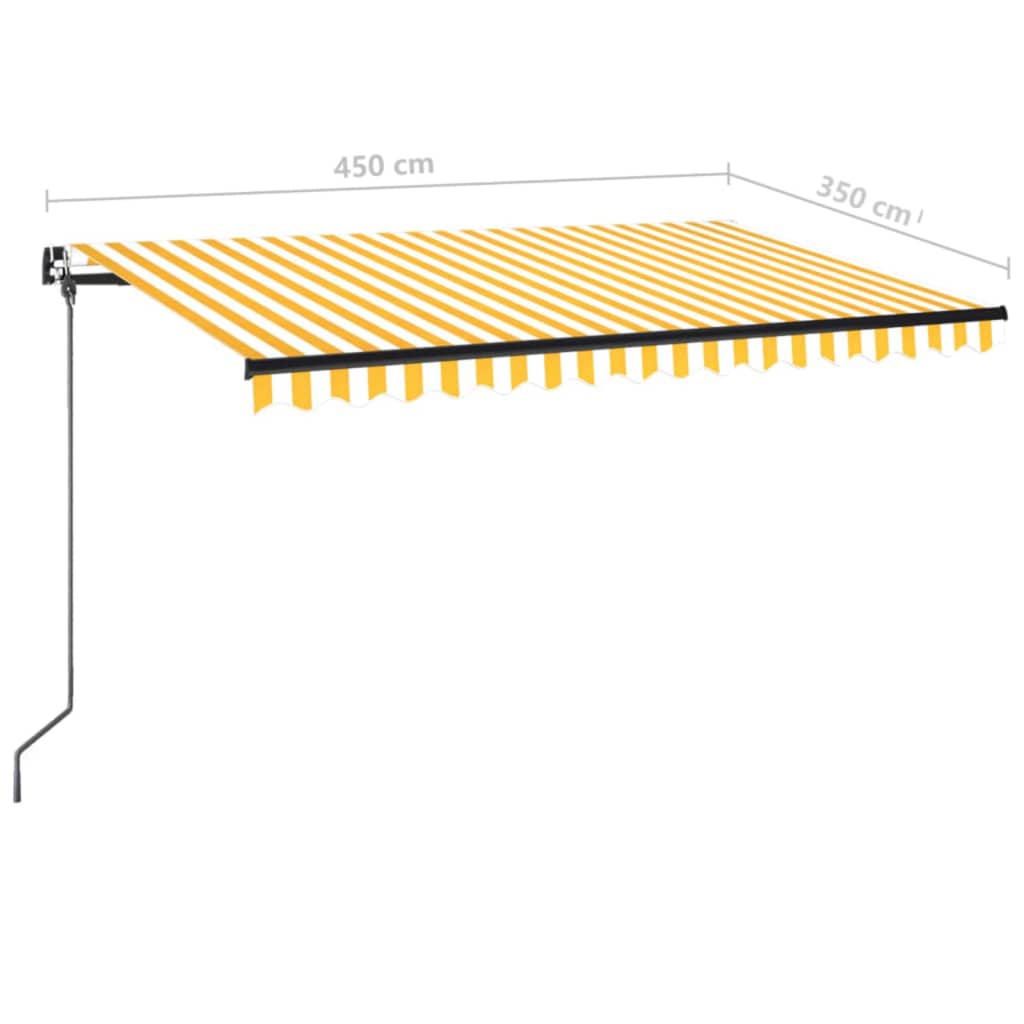 Tenda na ručno uvlačenje s LED svjetlima 450x350 cm žuto-bijela
