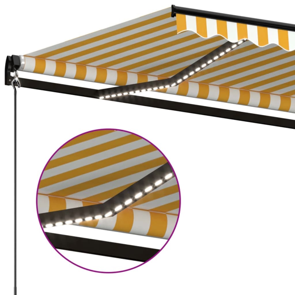Tenda na ručno uvlačenje s LED svjetlom 500x350 cm žuto-bijela