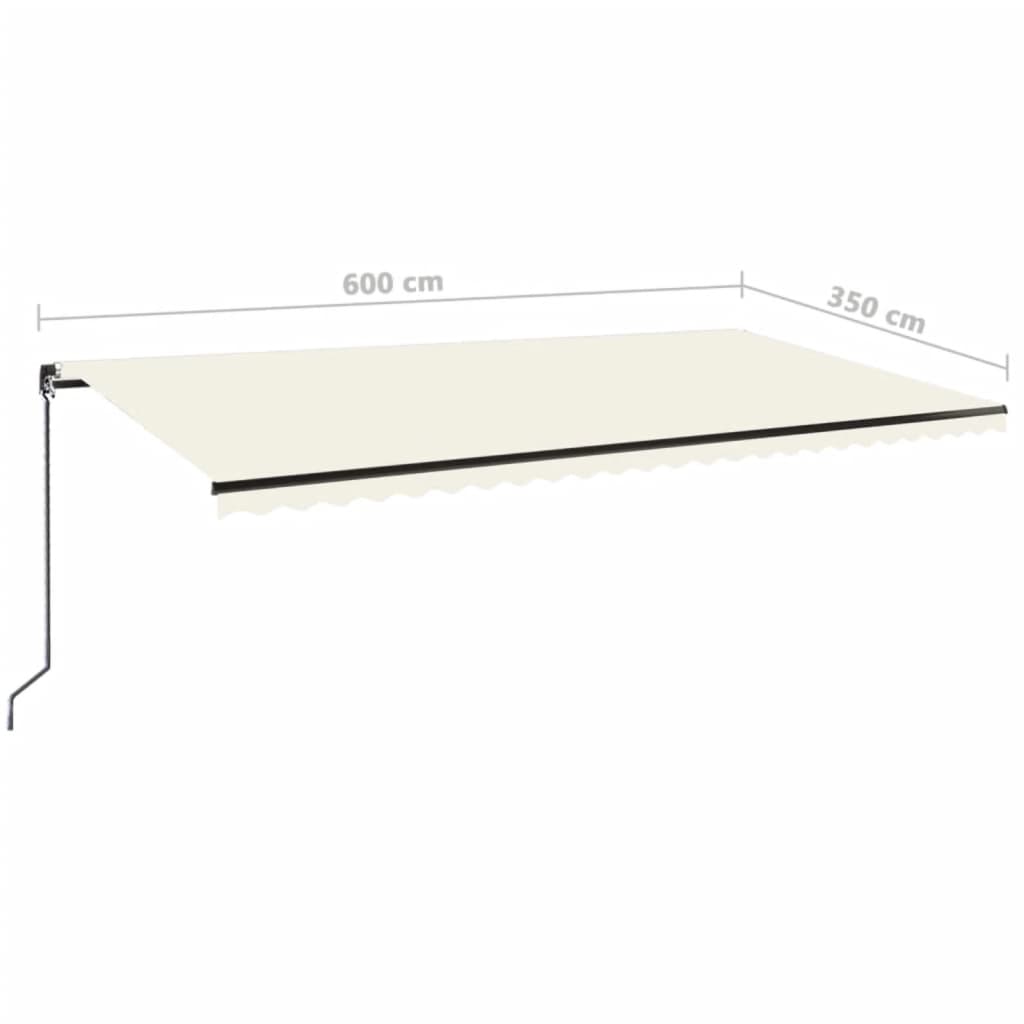 Tenda na ručno uvlačenje s LED svjetlima 600x350 cm krem