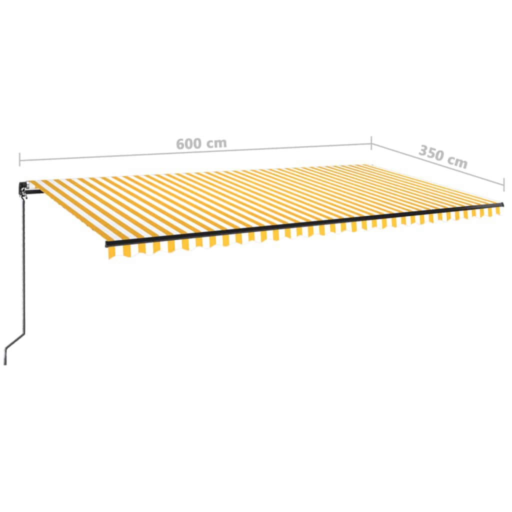 Tenda na ručno uvlačenje s LED svjetlima 600x350 cm žuto-bijela