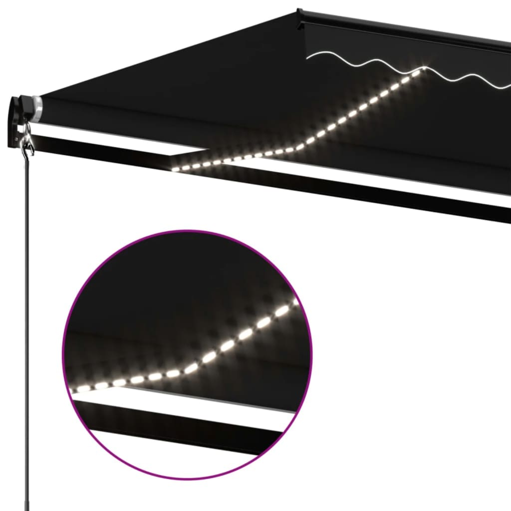 Tenda na ručno uvlačenje s LED svjetlima 600x350 cm antracit
