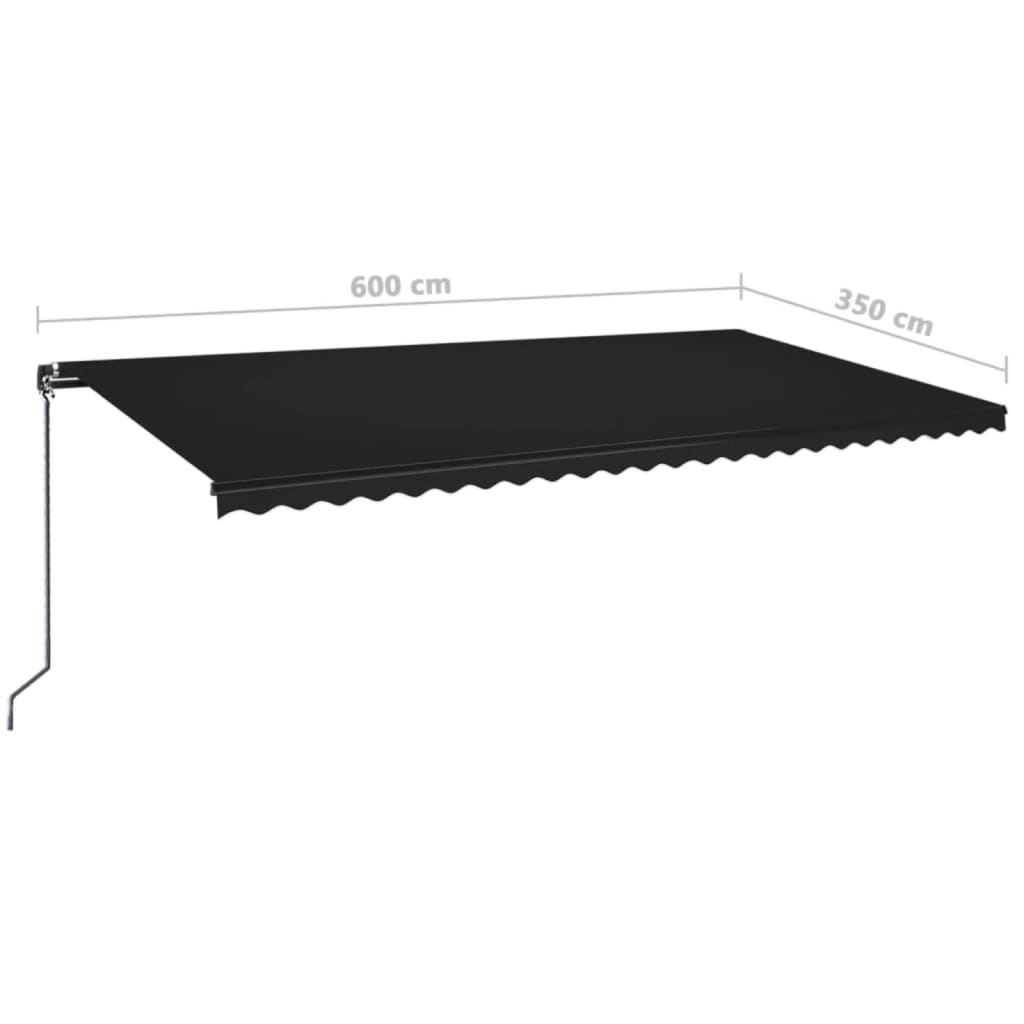 Tenda na ručno uvlačenje s LED svjetlima 600x350 cm antracit