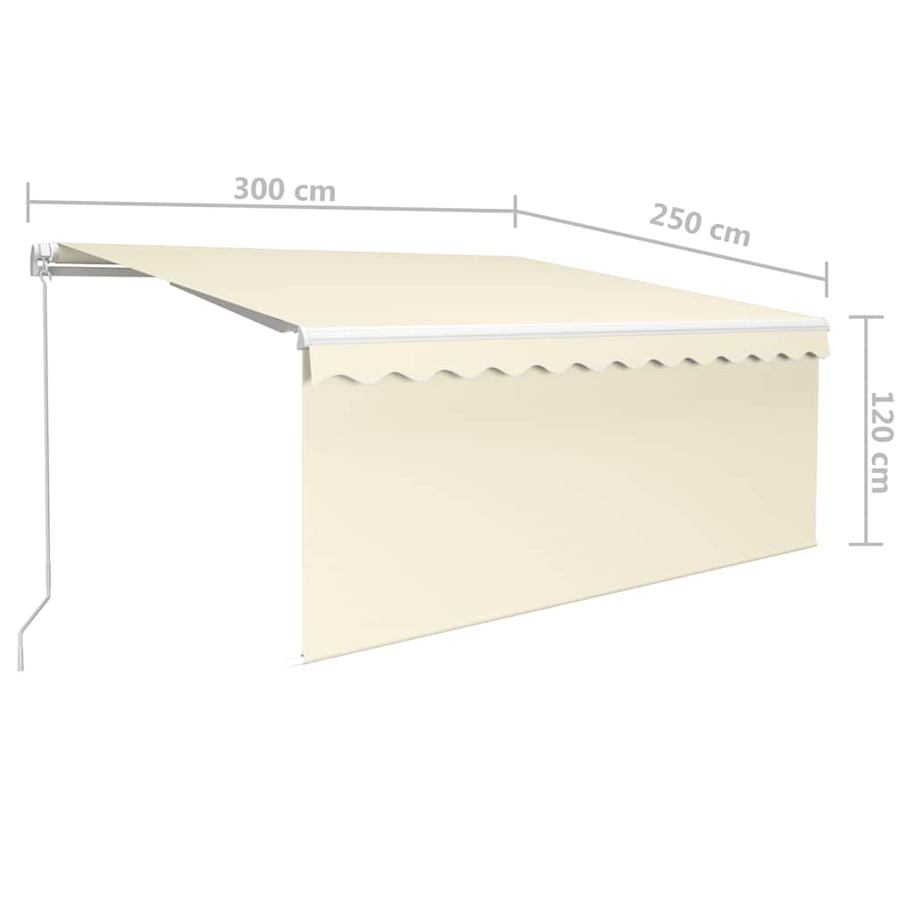 Tenda na ručno uvlačenje s roletom i LED svjetlima 3x2,5 m krem