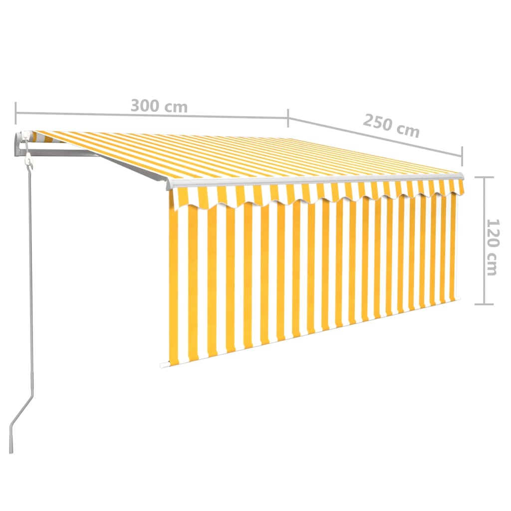 Automatska tenda s roletom i senzorom LED 3 x 2,5 m žuto-bijela