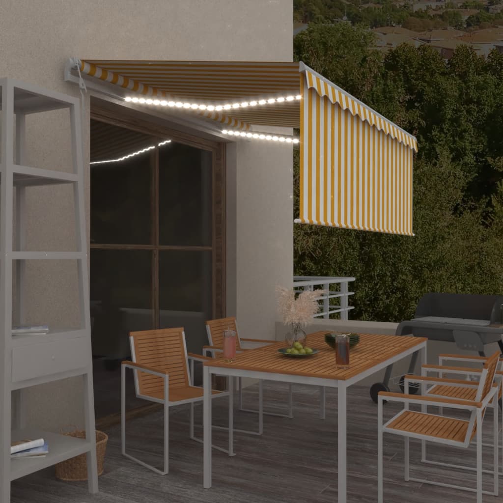 Automatska tenda s roletom i senzorom LED 3 x 2,5 m žuto-bijela