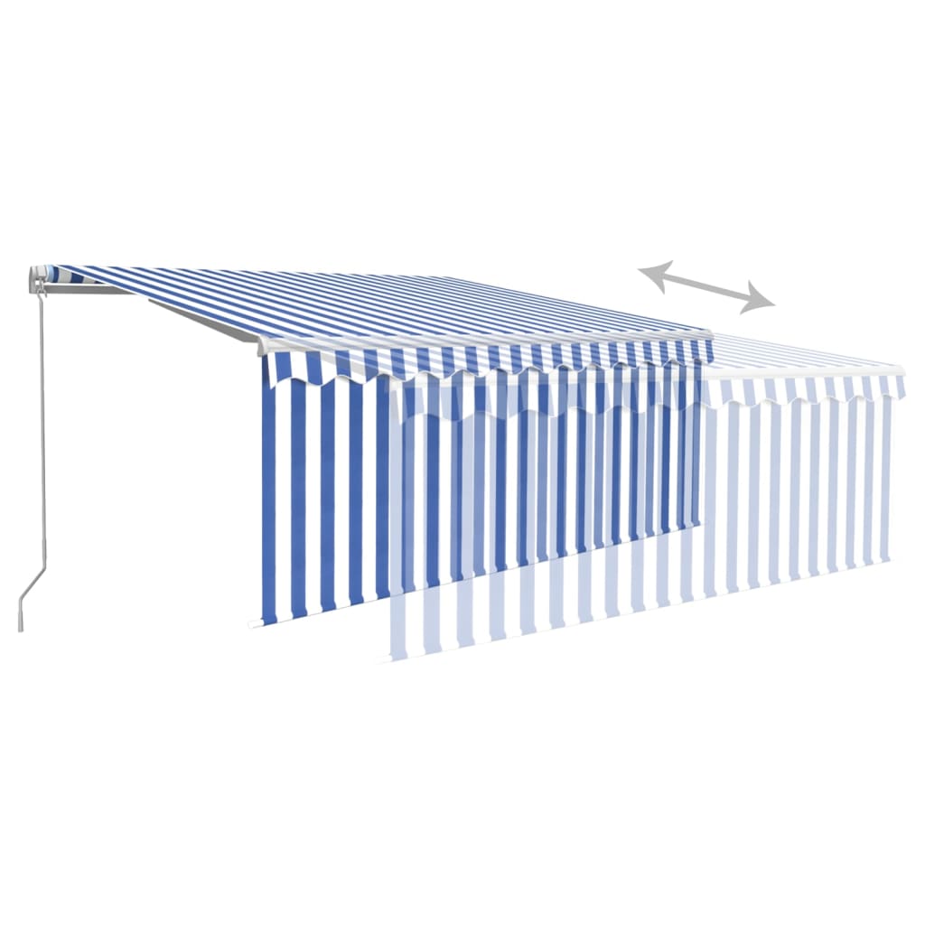 Tenda na ručno uvlačenje s roletom 3,5 x 2,5 m plavo-bijela