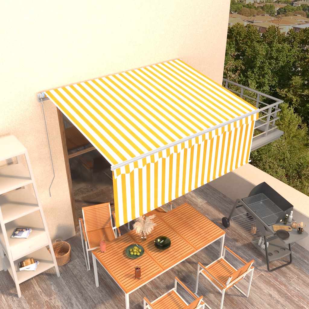 Tenda na ručno uvlačenje s roletom 3,5 x 2,5 m žuto-bijela