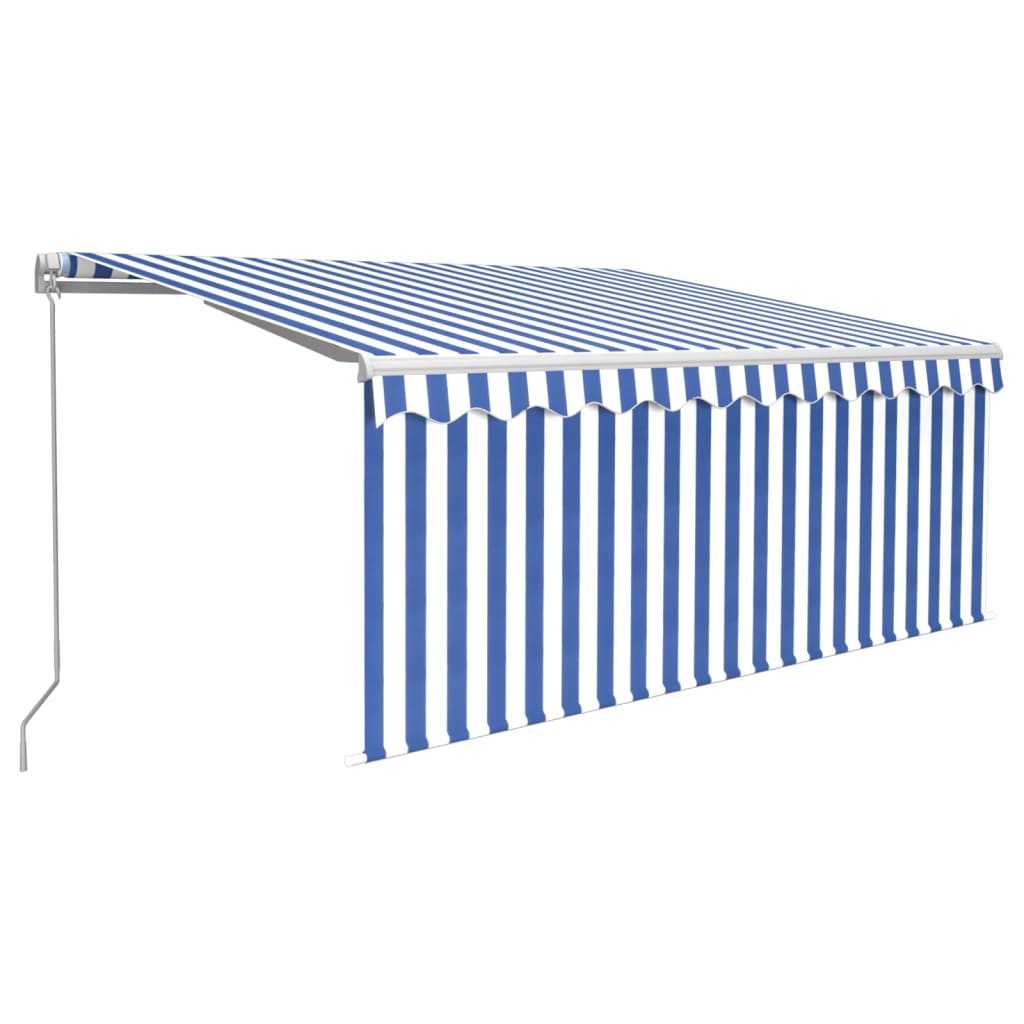 Tenda na ručno uvlačenje s roletom LED 3,5 x 2,5 m plavo-bijela