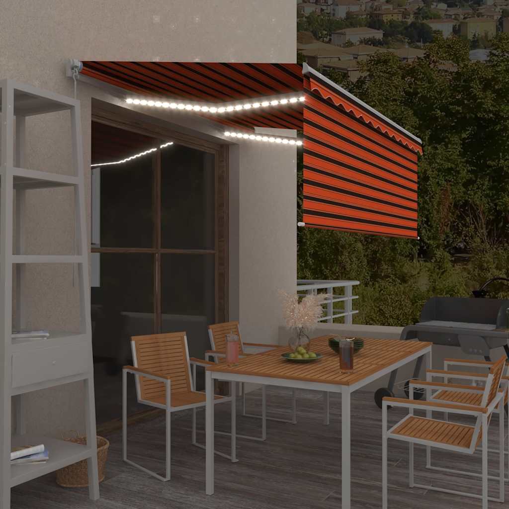 Tenda na ručno uvlačenje i roleta LED 3,5x2,5m narančasto-smeđa