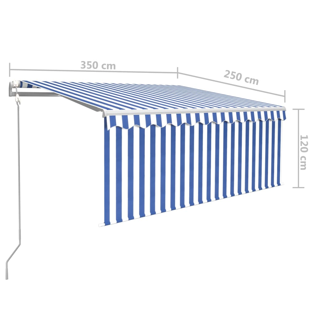 Automatska tenda s roletom i senzorom LED 3,5x2,5m plavo-bijela