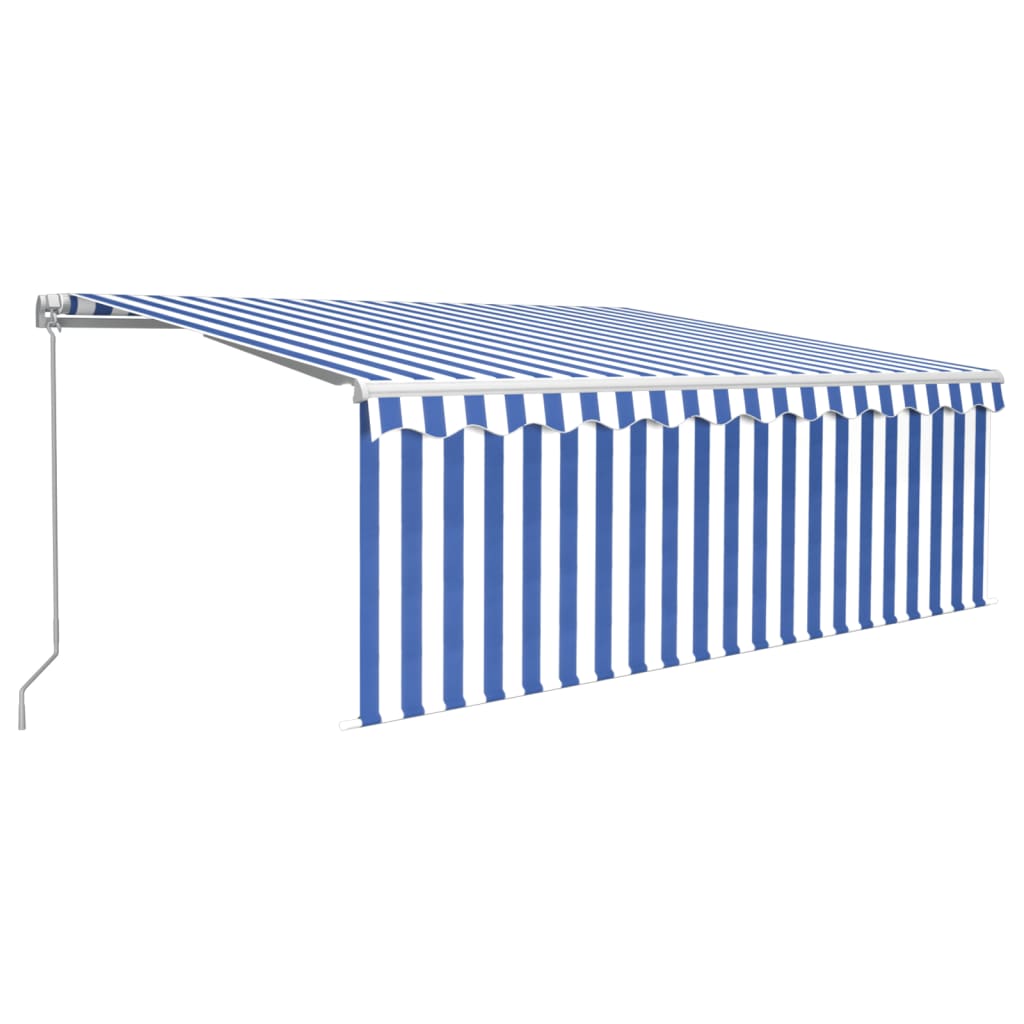 Tenda na ručno uvlačenje s roletom 4,5 x 3 m plavo-bijela