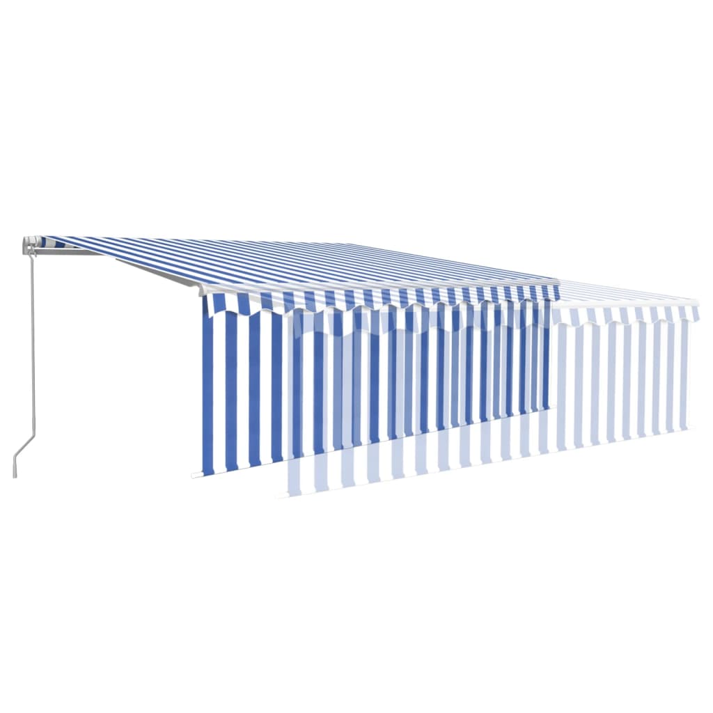 Tenda na ručno uvlačenje s roletom 4,5 x 3 m plavo-bijela