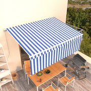 Tenda na ručno uvlačenje s roletom 4,5 x 3 m plavo-bijela