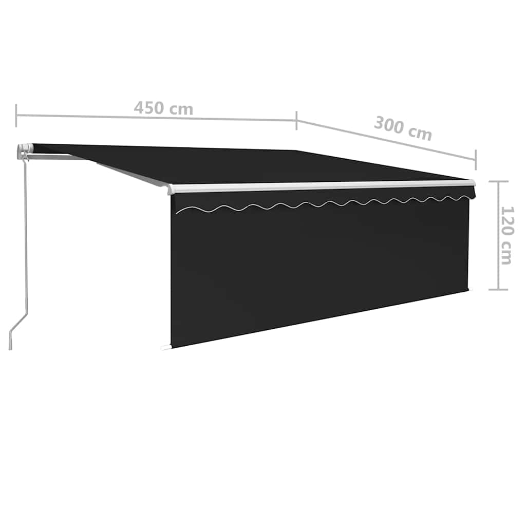 Tenda na ručno uvlačenje s roletom LED 4,5 x 3 m antracit