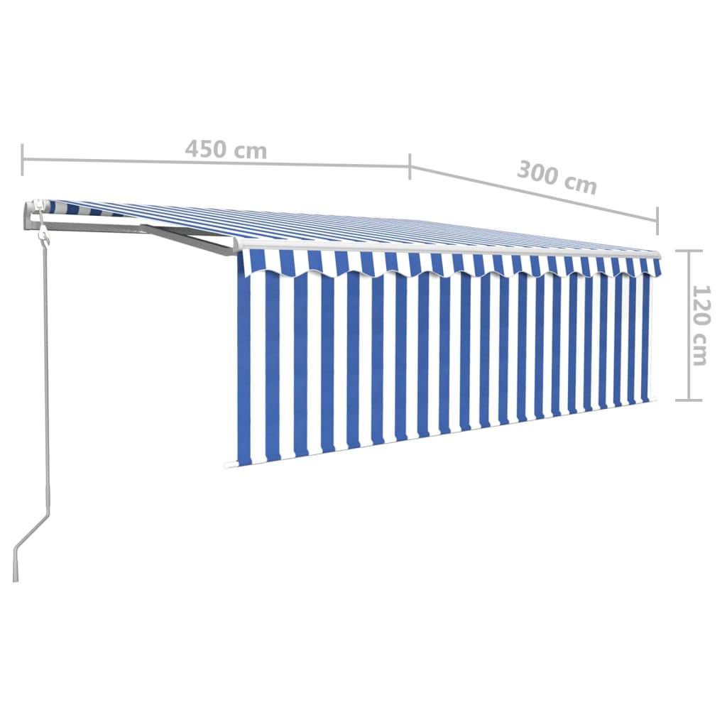 Automatska tenda s roletom i senzorom LED 4,5x3 m plavo-bijela