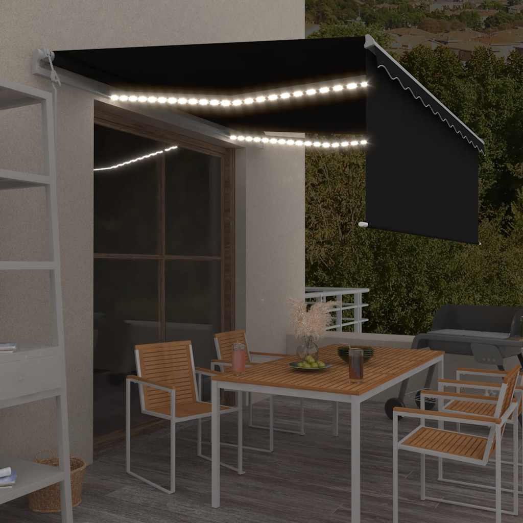 Automatska tenda s roletom i senzorom LED 4,5 x 3 m antracit