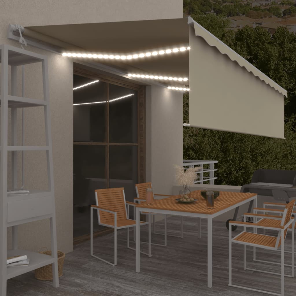 Automatska tenda s roletom i senzorom LED 6 x 3 m krem