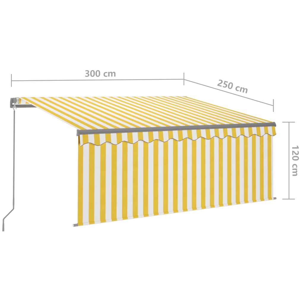Tenda na ručno uvlačenje s roletom LED 3 x 2,5 m žuto-bijela