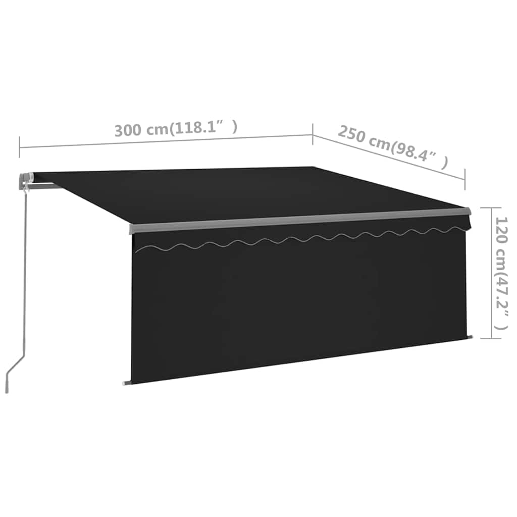 Tenda na ručno uvlačenje s roletom LED 3 x 2,5 m antracit
