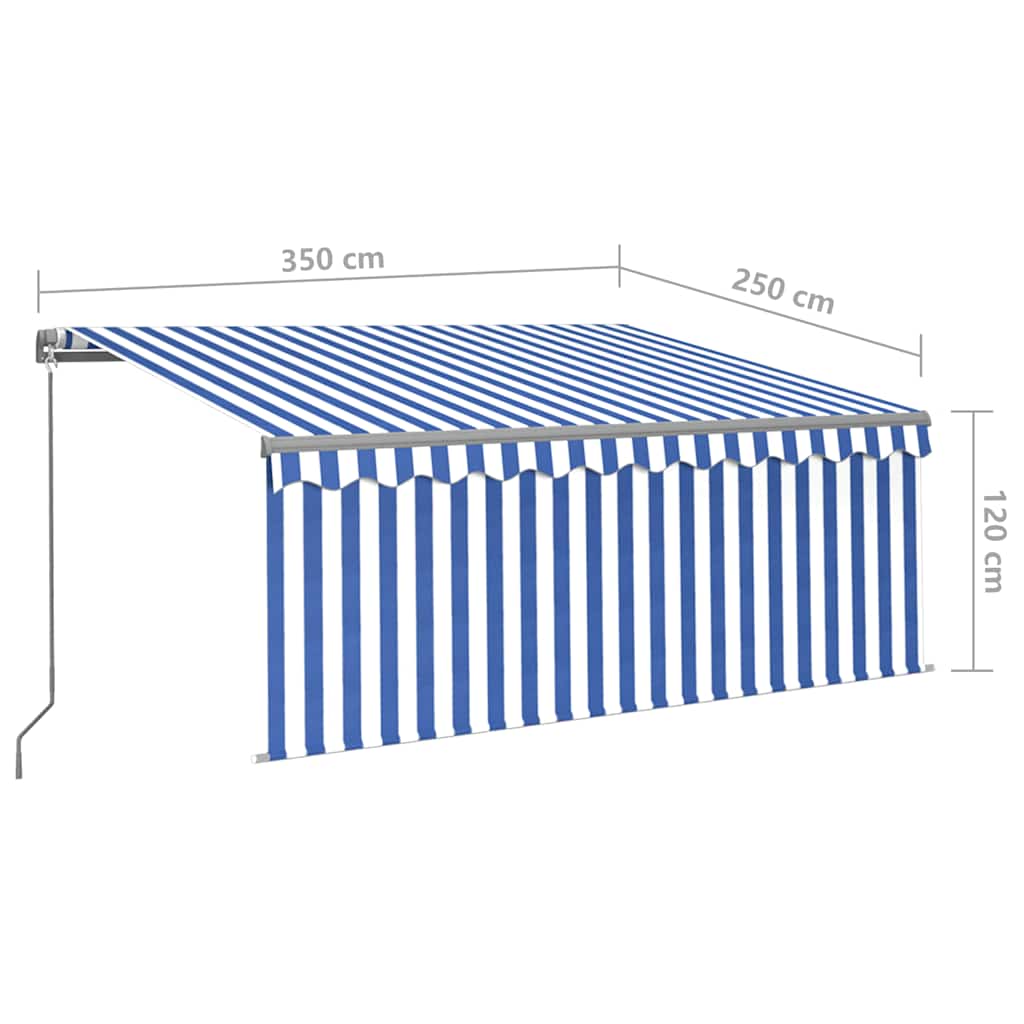 Tenda na ručno uvlačenje s roletom 3,5 x 2,5 m plavo-bijela