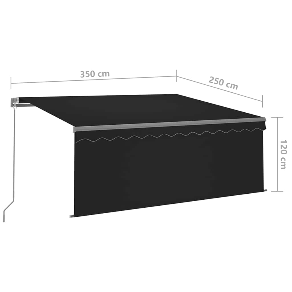 Tenda na ručno uvlačenje s roletom 3,5 x 2,5 m antracit