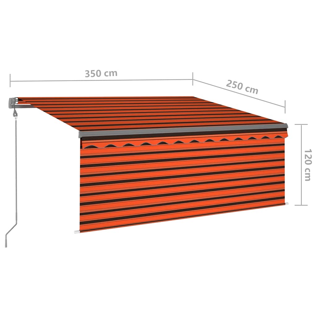 Automatska tenda roleta i senzor LED 3,5x2,5 m narančasto-smeđa