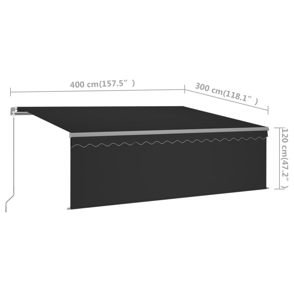 Tenda na ručno uvlačenje s roletom 4 x 3 m antracit