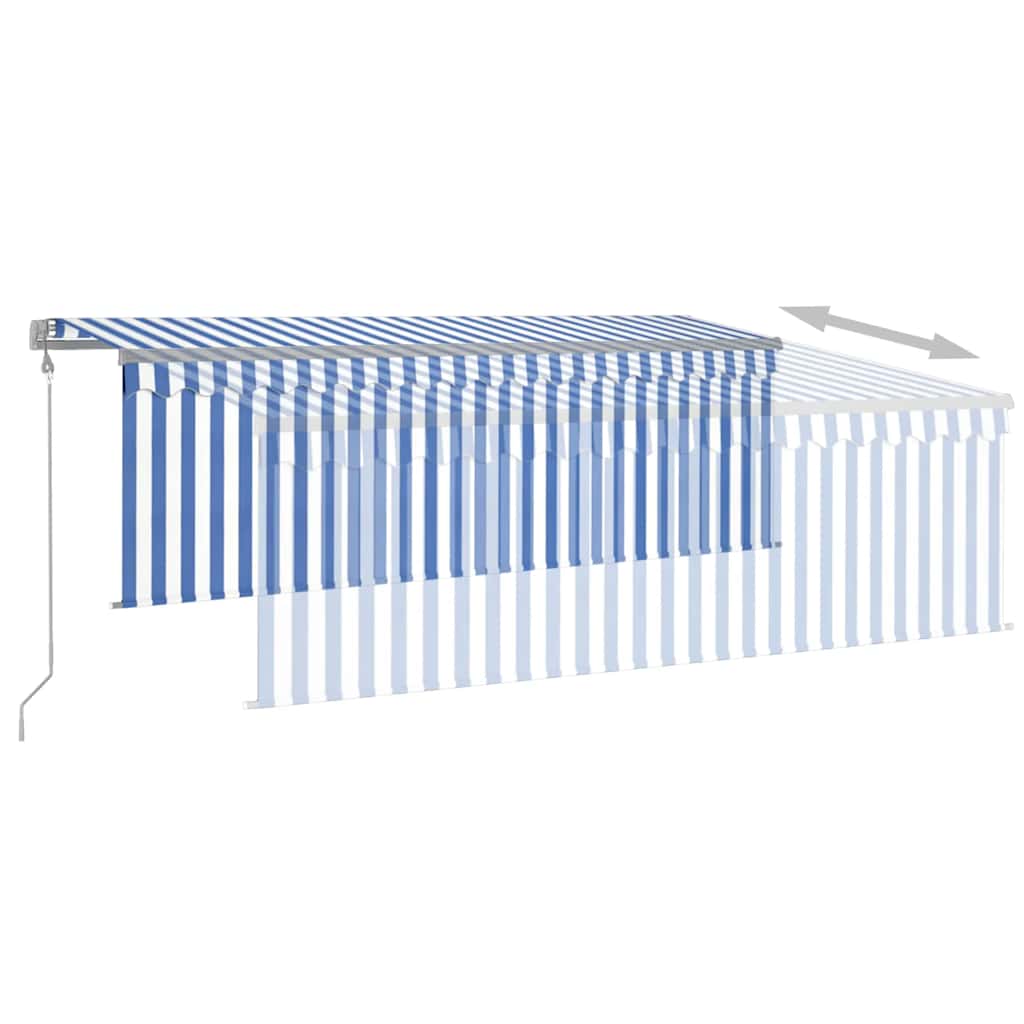 Automatska tenda s roletom i senzorom LED 4 x 3 m plavo-bijela