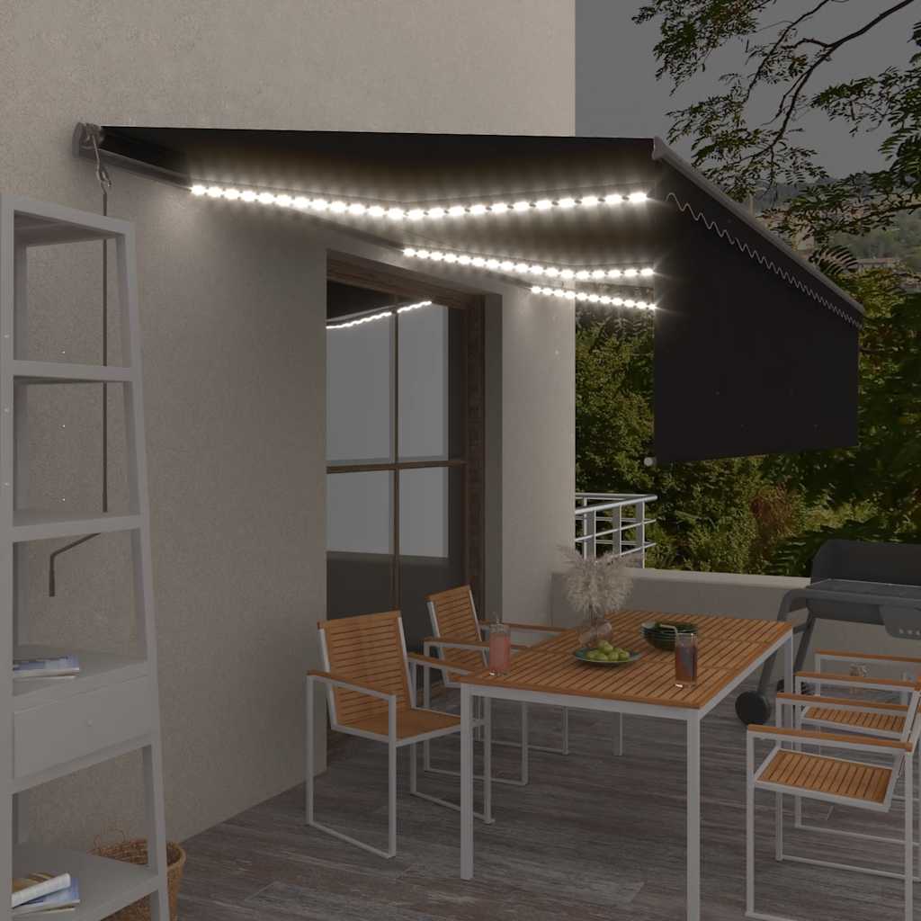 Automatska tenda s roletom i senzorom LED 6 x 3 m antracit