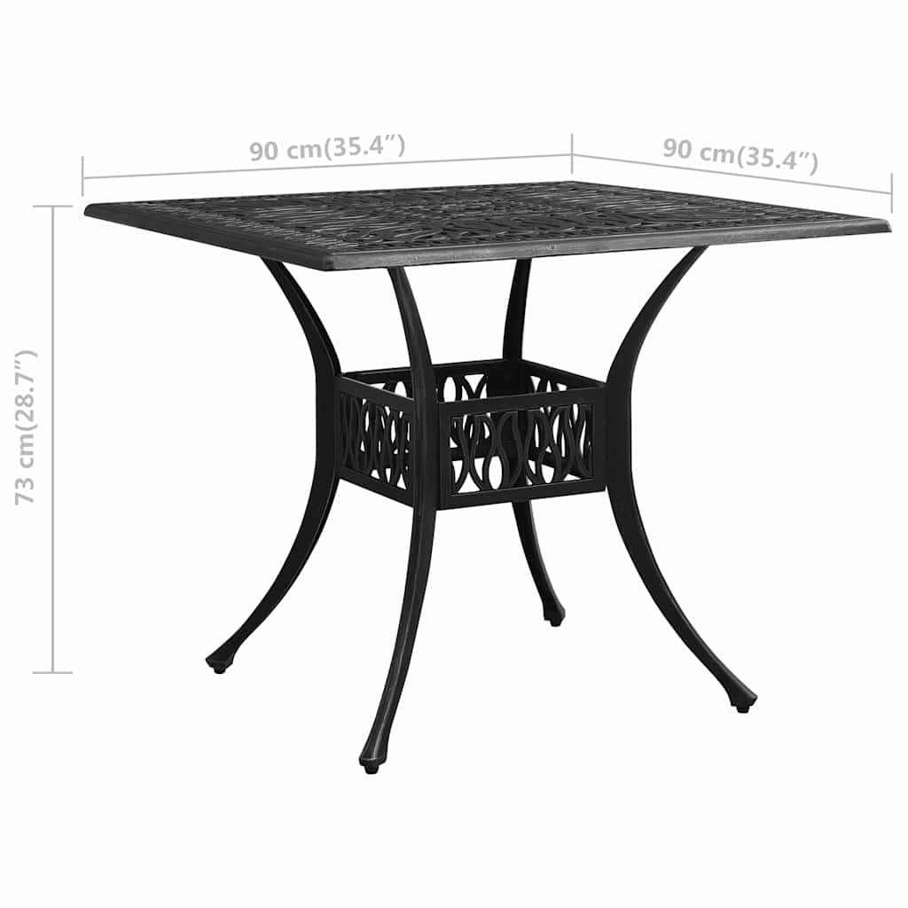 3-dijelni bistro set od lijevanog aluminija crni