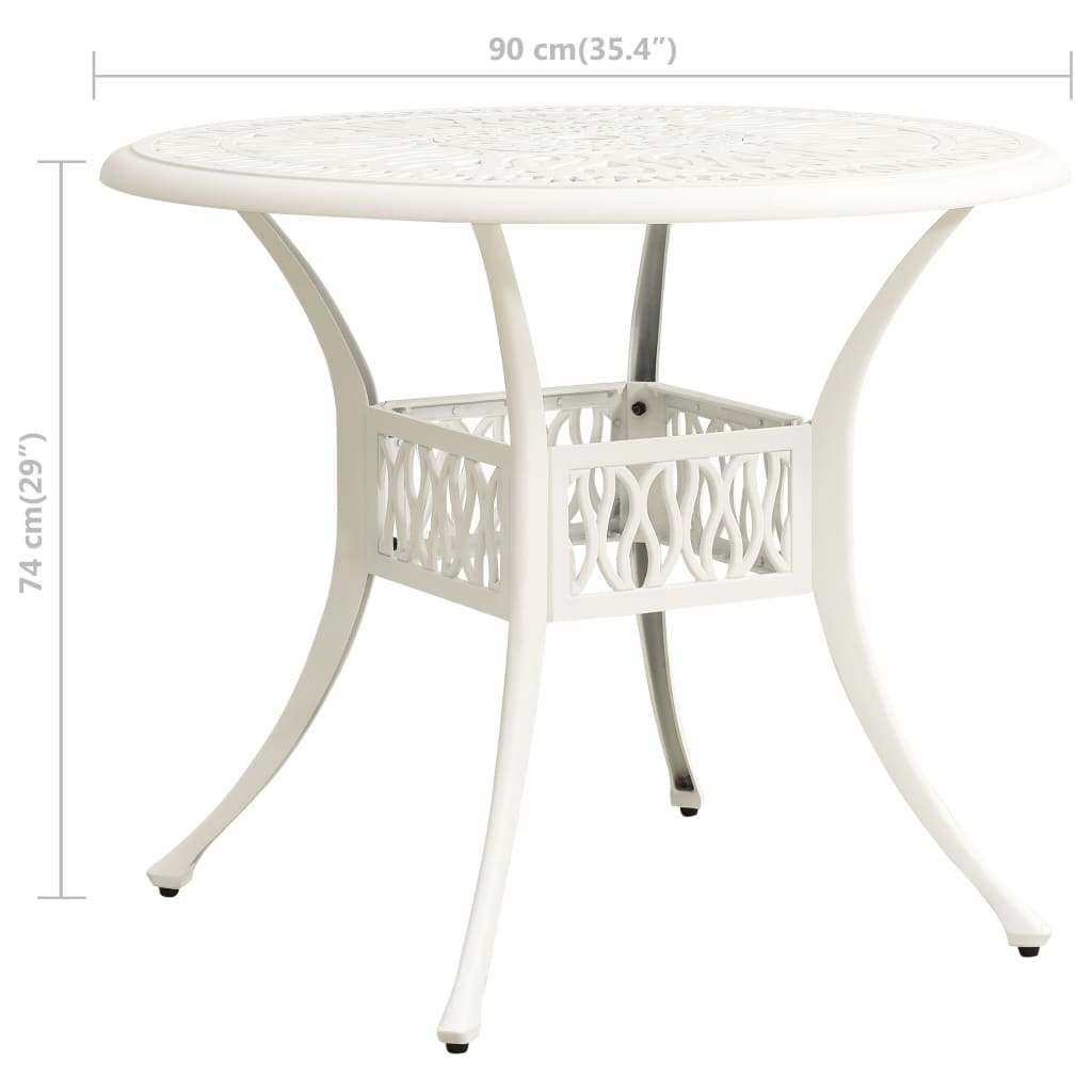 3-dijelni bistro set od lijevanog aluminija bijeli