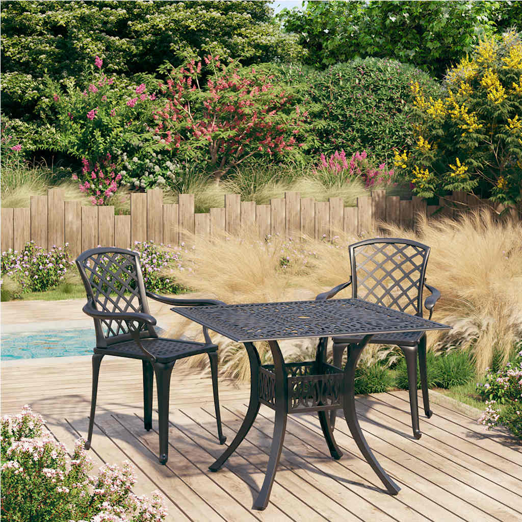 3-dijelni bistro set od lijevanog aluminija crni
