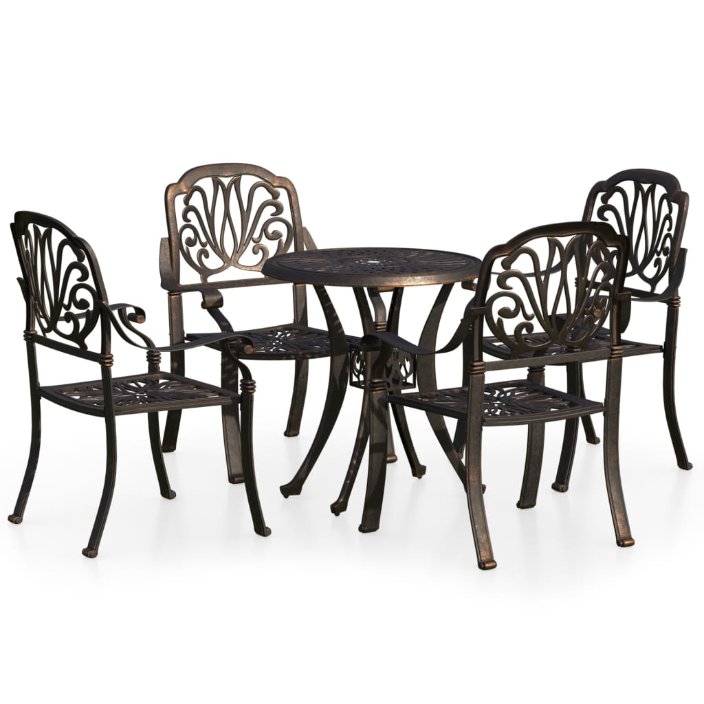 5-dijelni bistro set od lijevanog aluminija brončani