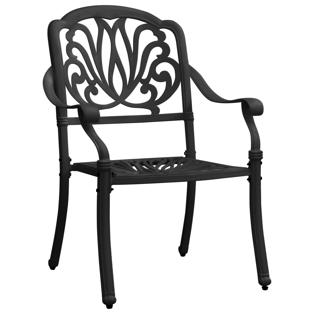 5-dijelni bistro set od lijevanog aluminija crni