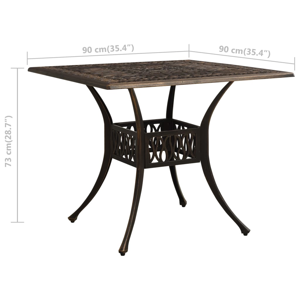5-dijelni bistro set od lijevanog aluminija brončani