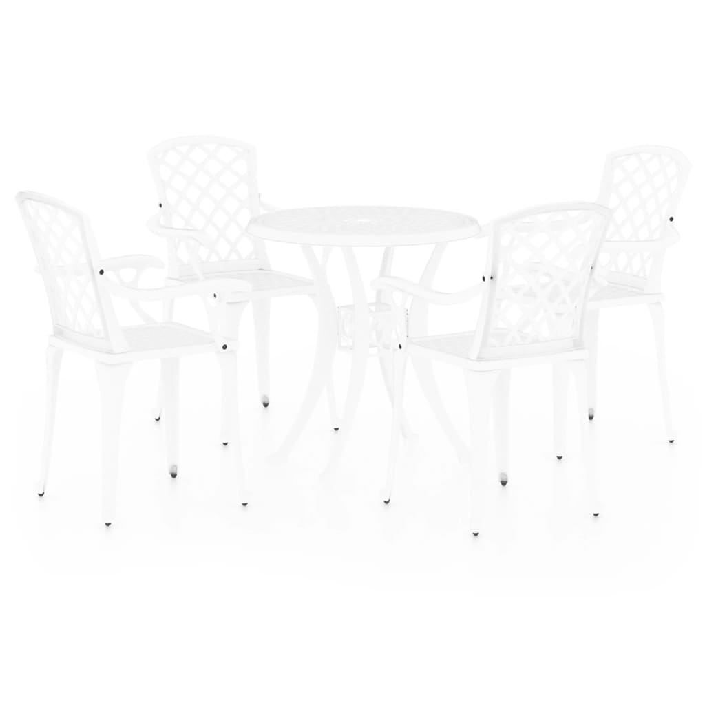 5-dijelni bistro set od lijevanog aluminija bijeli