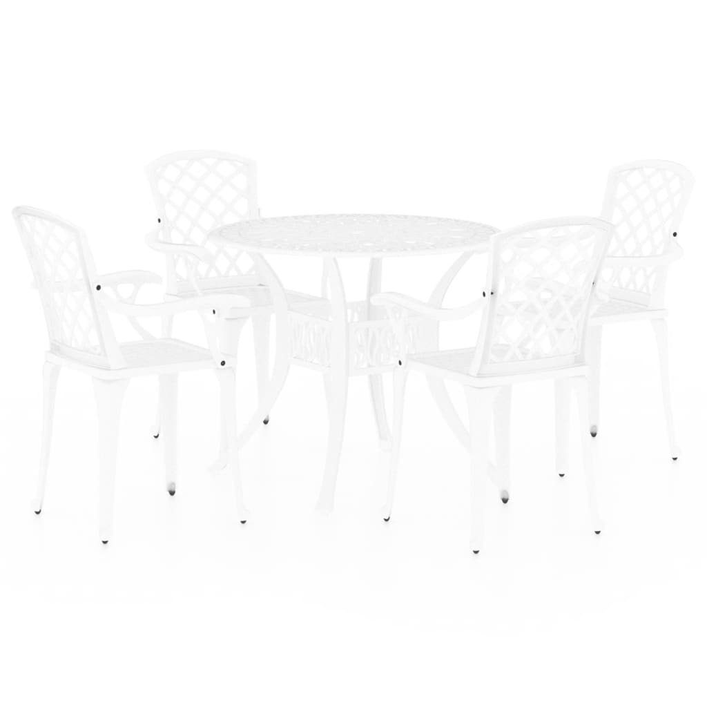5-dijelni bistro set od lijevanog aluminija bijeli