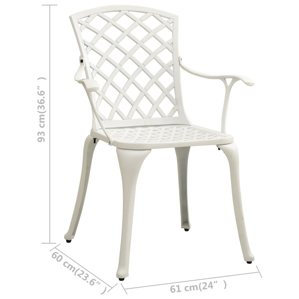 5-dijelni bistro set od lijevanog aluminija bijeli