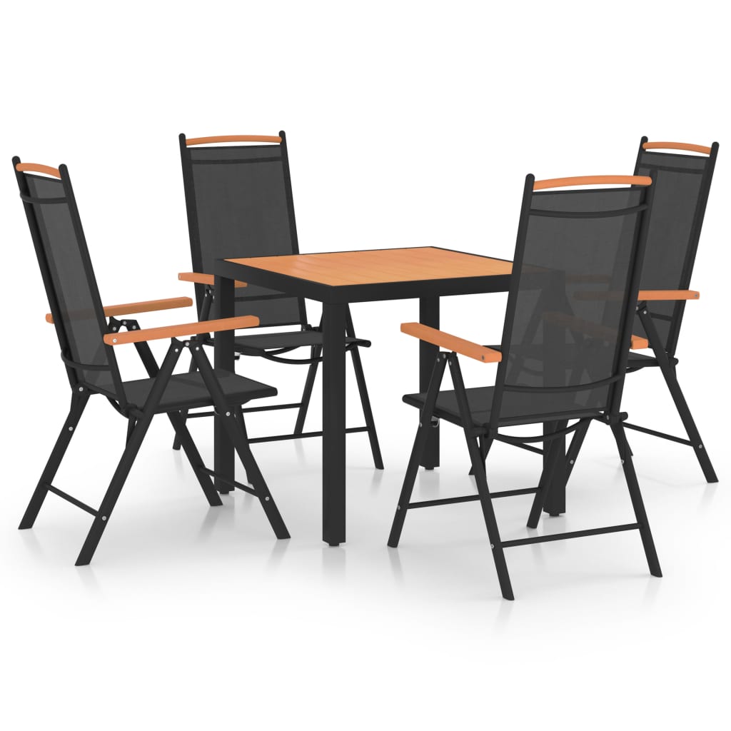 5-dijelni vrtni blagovaonski set aluminijski crni