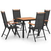 5-dijelni vrtni blagovaonski set aluminijski crni