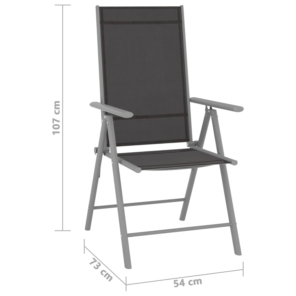 10-dijelni vrtni blagovaonski set crno-srebrni
