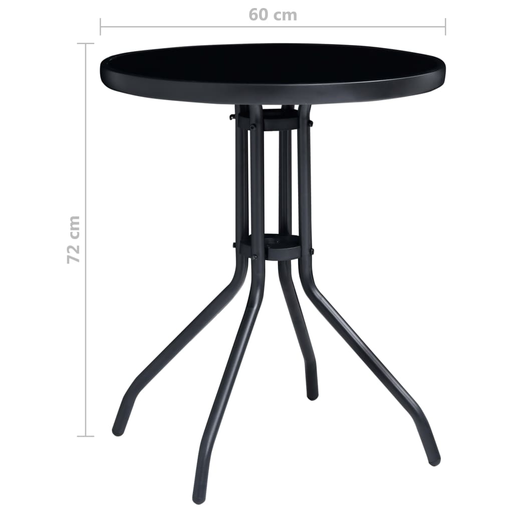 3-dijelni bistro set od aluminija i tekstilena crni
