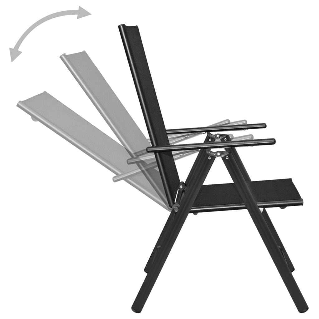 3-dijelni bistro set od aluminija i tekstilena crni