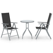 3-dijelni bistro set od aluminija i tekstilena srebrni