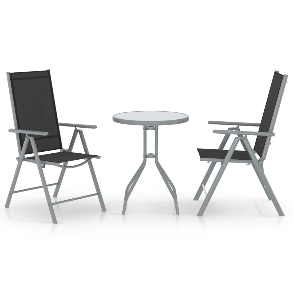 3-dijelni bistro set od aluminija i tekstilena srebrni