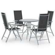 5-dijelni vrtni blagovaonski set aluminij i tekstilen srebrni