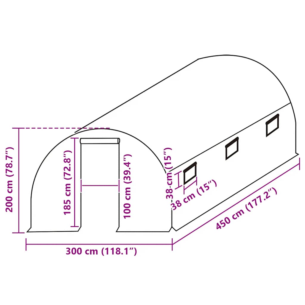 Zamjenski pokrov za plastenik (13,5 m²) 300x450x200 cm zeleni