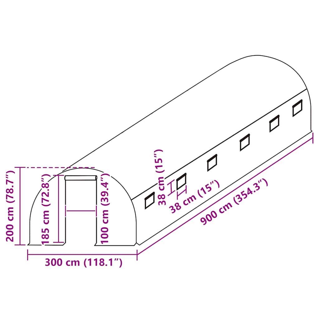 Zamjenski pokrov za plastenik (27 m²) 300 x 900 x 200 cm zeleni