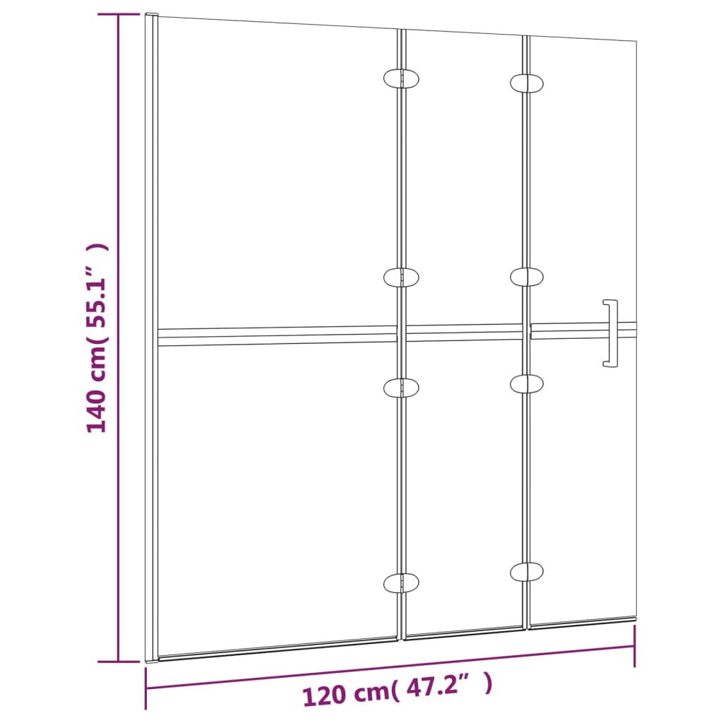 Sklopiva pregrada za tuš ESG 120 x 140 cm bijela