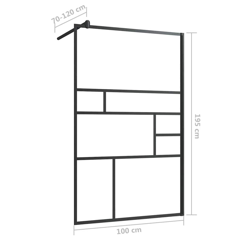 Pregrada za tuširanje s prozirnim staklom ESG 100 x 195 cm crna